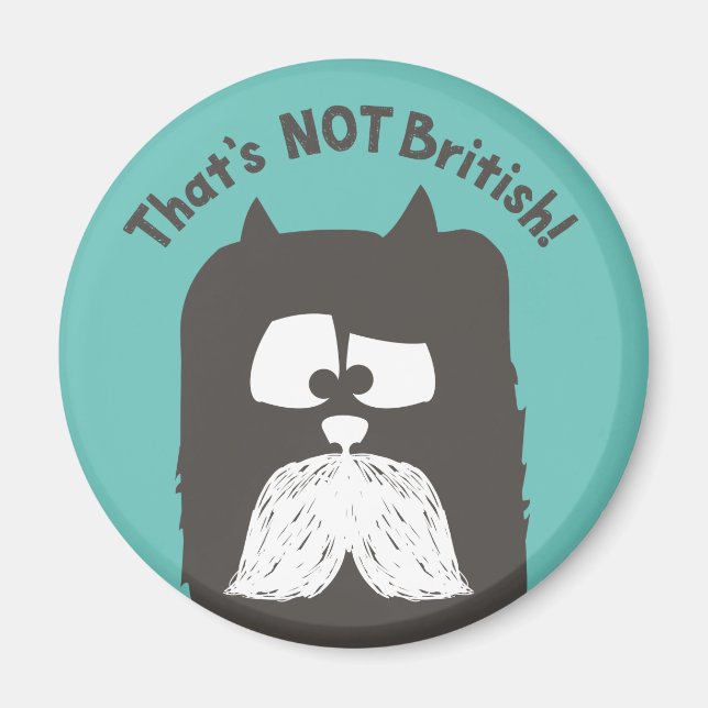 Íman "Não é britânico", gato-tom com bigode (Frente)