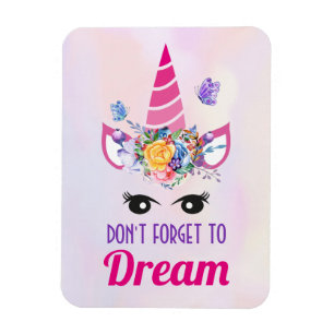 Íman Não se esqueçam de sonhar um Unicórnio Rosa Bonito