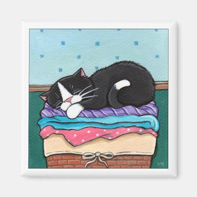 Íman Nap do dia da lavanderia - Magneta do gato (Frente)