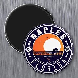 Íman Naples Florida Beach Retro Sunset Pier 80s