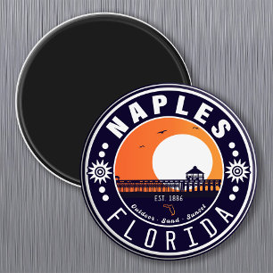 Íman Naples Florida Beach Retro Sunset Pier 80s