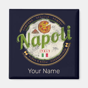 Íman Nápoles Itália Retro Vesúvio E Pizza Vintage