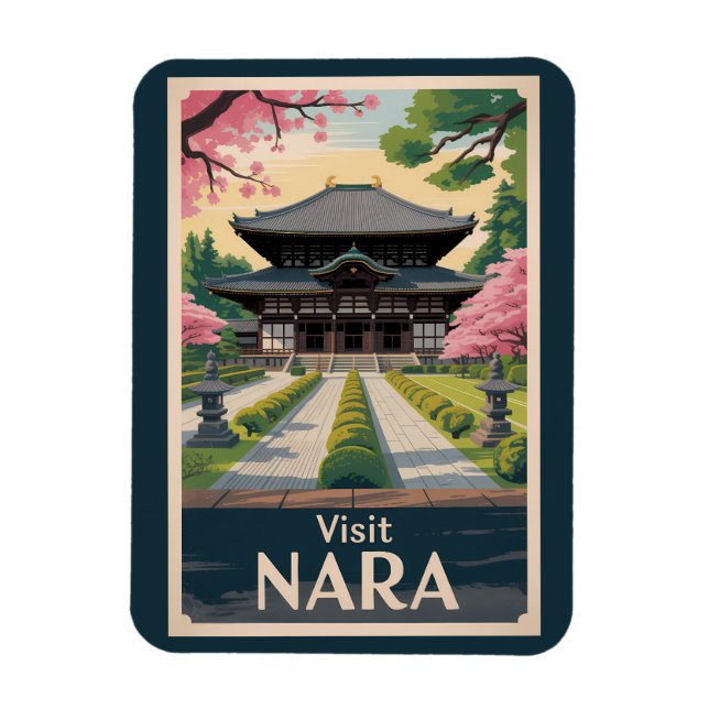 Íman Nara Japan Illustration Travel Art Vintage (Vertical)
