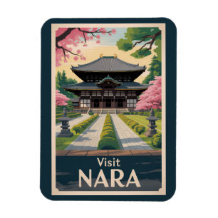 Íman Nara Japão Ilustração Viagem Arte Vintage