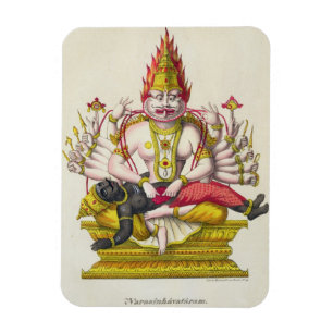 Íman Narasimha, gravado por de Marlet (litho da cor)