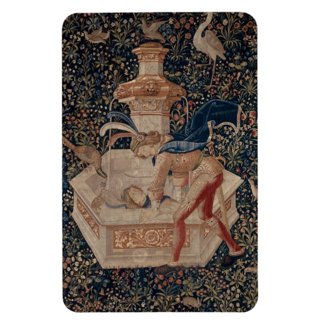 Íman Narcissus at the Well, Medieval Tapestry (Vertical)