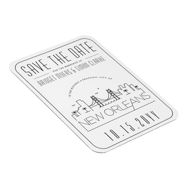 Íman Nascença de Nova Orleans Estilizada Skyline Salvar (Lado Direito)