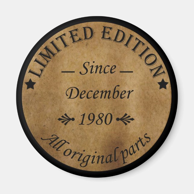 Íman nascer em dezembro de 1980 Vintage aniversário (Frente)