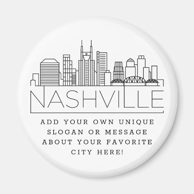 Íman Nashville Themed | Mensagem de Cidade Personalizad (Frente)