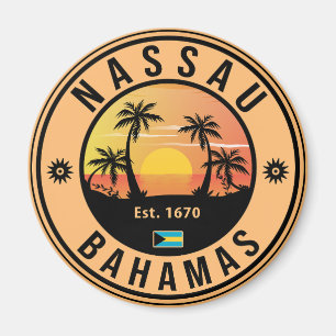 Íman Nassau Bahamas Retro Souvenirs Sunset 80