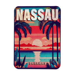 Íman Nassau Bahamas Retro Sunset Souvenir 1950