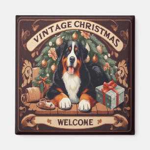 Íman Natais vintages Bernese Mountain Dog Bem-vindo