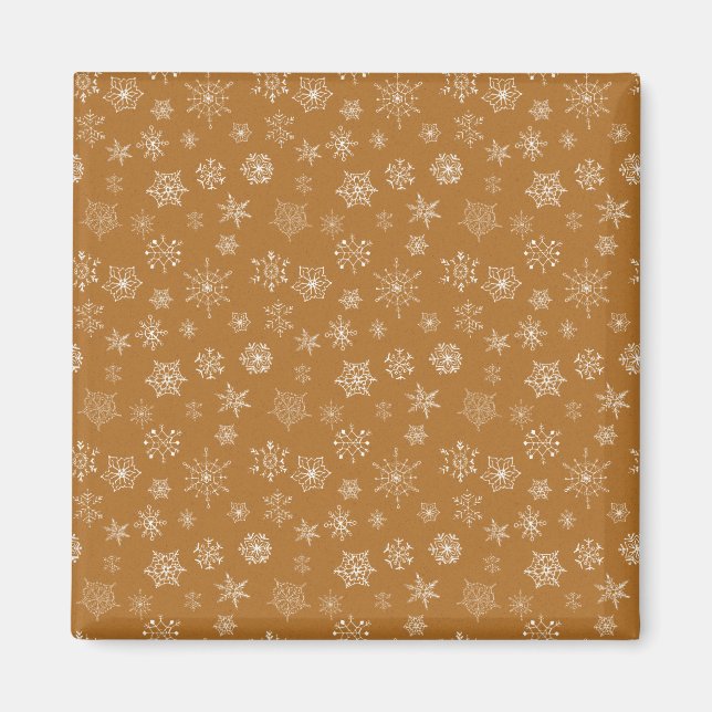 Íman natais vintages com flocos de neve (Frente)