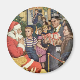 Íman Natais vintages desejam, garoto no Papai Noel