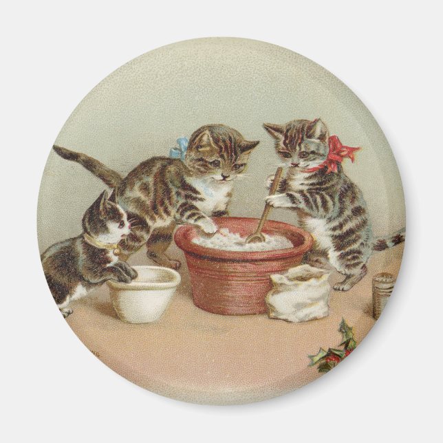 Íman Natais vintages Gatinhos Pudim Fazer (Frente)