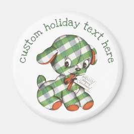 Íman Natais vintages Gingham Cachorro Cachorro Enchido