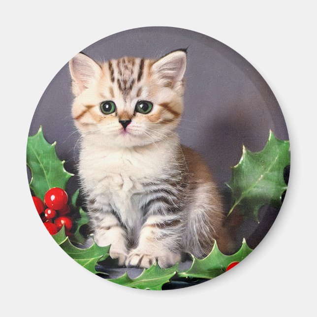 Íman Natais vintages Kitten e Holly (Frente)