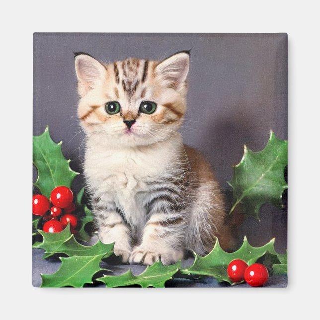 Íman Natais vintages Kitten e Holly (Frente)
