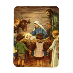 Íman Natais vintages, Natividade Religiosa com o Bebê 