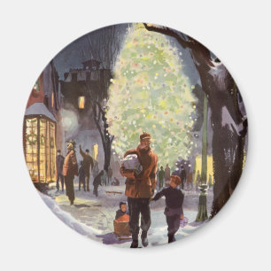 Íman Natais vintages, Pai Comprando com as Crianças