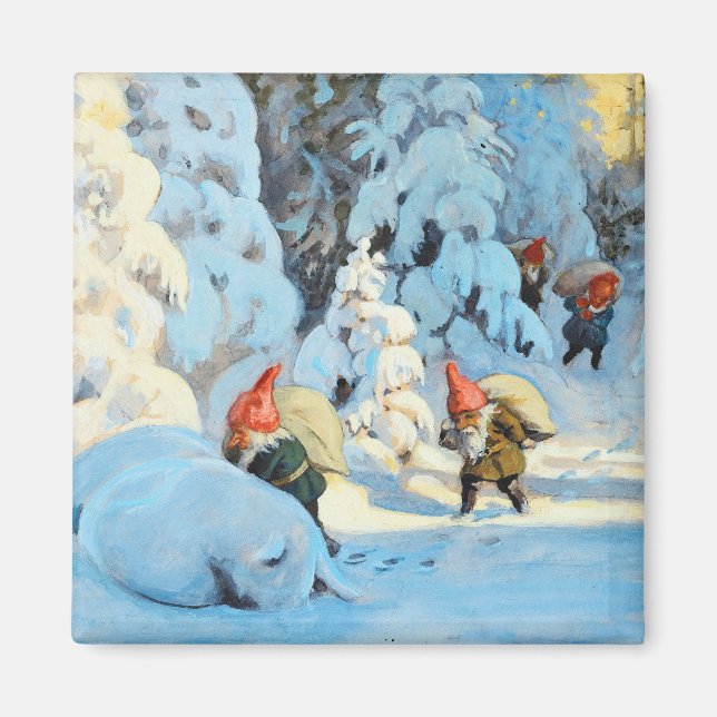 Íman Natais vintages trazendo presentes (Frente)