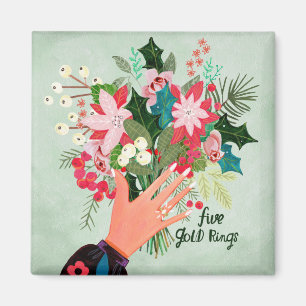 Íman Natal 12 dias de Natal Cinco Anéis de Ouro