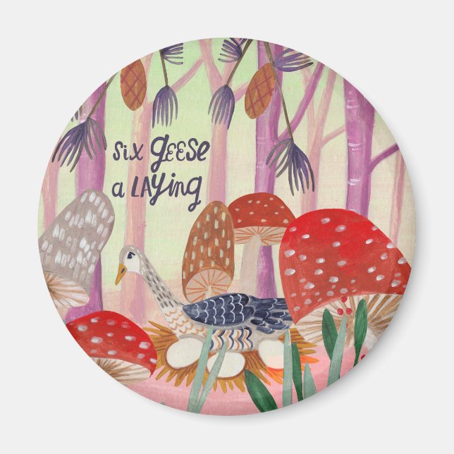 Íman Natal 12 dias de Natal Seis Gansos a Lay (Frente)