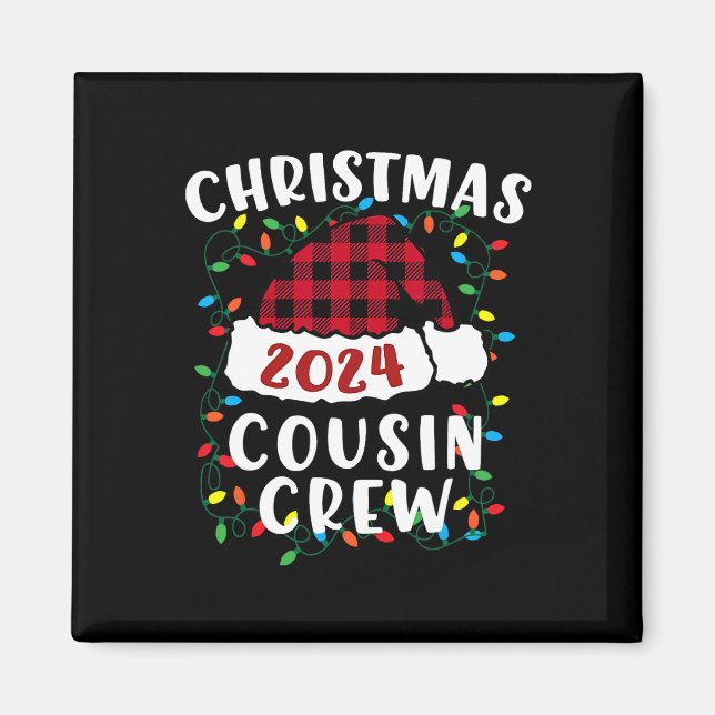 Íman Natal 2024 Cousin Crew Xmas Lights Santa Hat P (Frente)