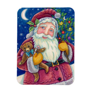 ÍMAN NATAL ALEGRE COM O PAPAI NOEL E URSO DE PELÚCIA, N