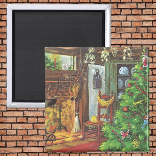 Íman Natal Antigo, Cabana Aconchegante com Lareira (Criador carregado)