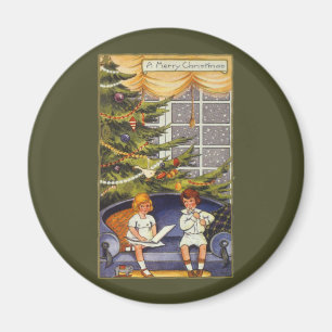 Íman Natal Antigo, Crianças Sentadas num Sofá