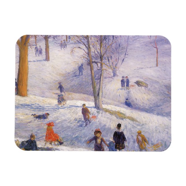 Íman Natal Antigo, Esquiando, Glackens Central Park (Horizontal)
