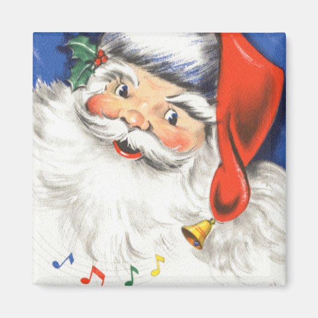 Íman Natal Antigo, Papai Noel Alegre com Música (Frente)