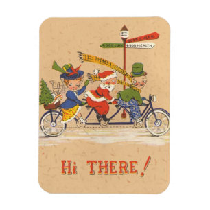 Íman Natal Antigo, Papai Noel andando de bicicleta