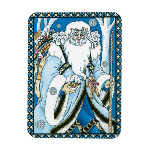 Íman Natal Antigo, Papai Noel Azul com Globo de Neve
