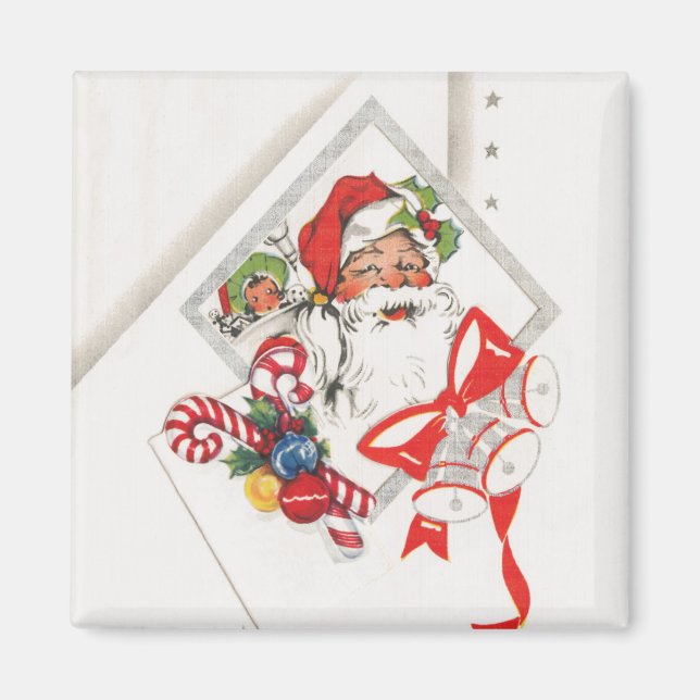 Íman Natal Antigo, Papai Noel com Bengalas de Natal (Frente)