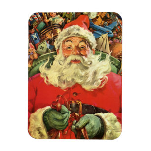 Íman Natal Antigo, Papai Noel em Trenó com Brinquedos