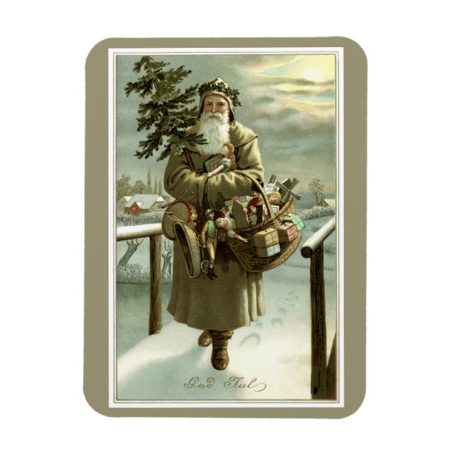 Íman Natal Antigo, Papai Noel Vitoriano com Brinquedos (Vertical)