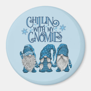 Íman Natal Azul Trio de inverno Chillin Com Meus Fantas