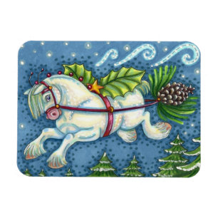 ÍMAN NATAL BONITO DE VOO PONY PULLING PINECONE SLEIGH