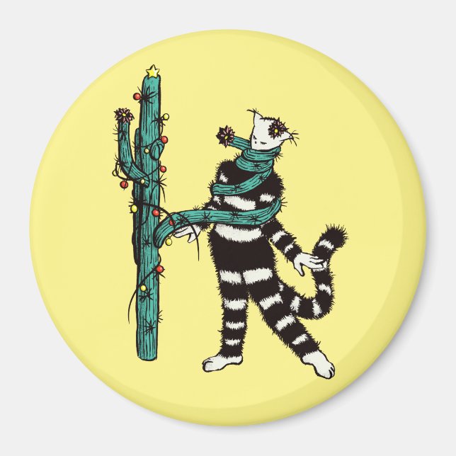 Íman Natal Cat E Cactus Weird Xmas (Frente)