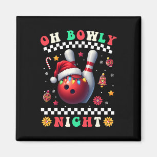 Íman Natal da boliche Oh Bowly Night Santa Hat Christm