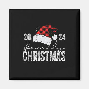 Íman Natal da família 2024 Xadrez Santa Hat Buffalo Xma