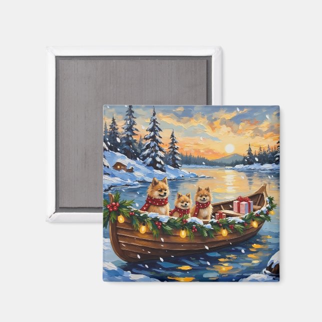 Íman Natal de barco de Pomerânia (Front/Back)