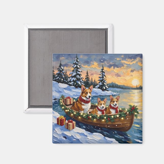 Íman Natal de barco do Corgi (Front/Back)