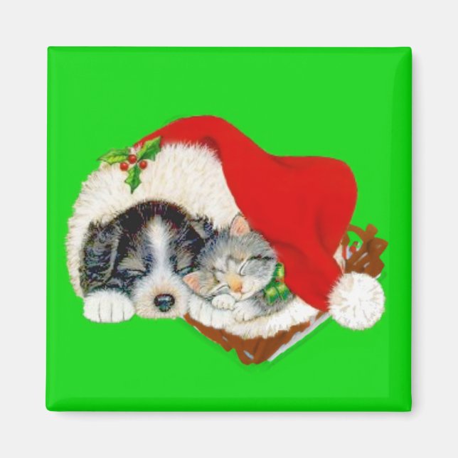 Íman Natal de Cachorrinho e Gatito  (Frente)