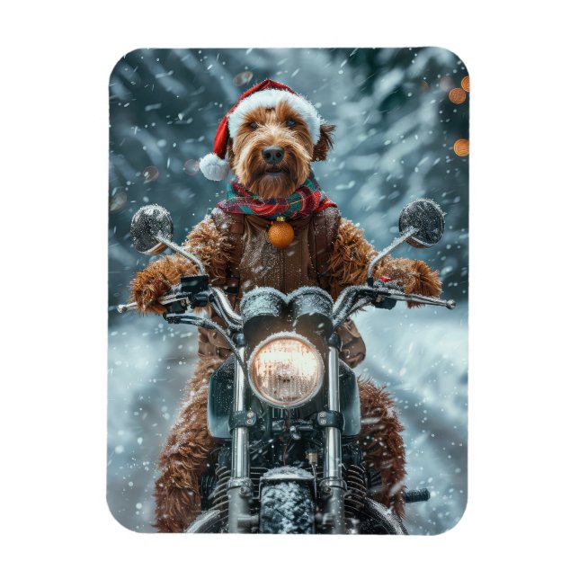 Íman Natal de Motocicleta Airedale Dog (Vertical)
