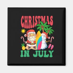 Íman Natal de Papai Noel surfando na praia havaiana em
