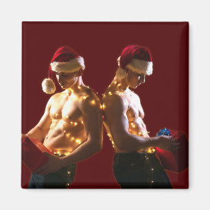 Íman Natal de SlipperyJoe sem camisa, costas com costas