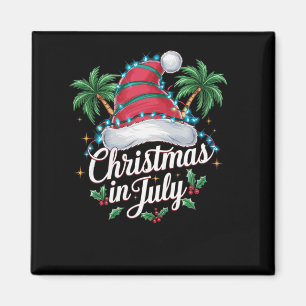 Íman Natal de Verão Chapéu de Papai Noel e Palmeiras -